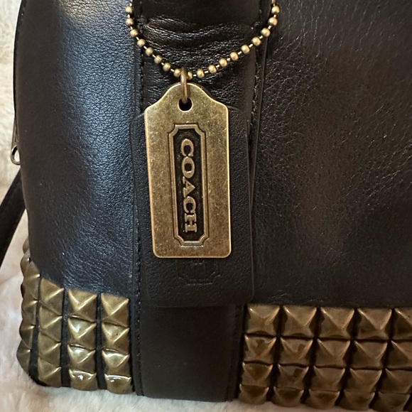 Coach Black and Gold Studded Women's Satchel Bag - Picture 9 of 10